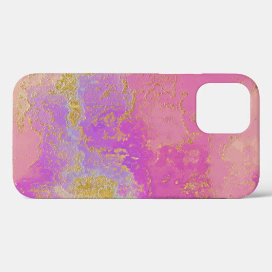 Abstract roze, paars en goud Case-Mate iPhone case (Achterkant (horizontaal))