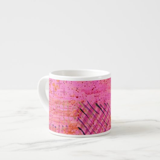 Abstract roze paars schilderij espresso kop (Links)