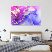 Abstract Roze Paarse Alcohol Inkt Origineel Canvas Afdruk (Insitu (Slaapkamer))