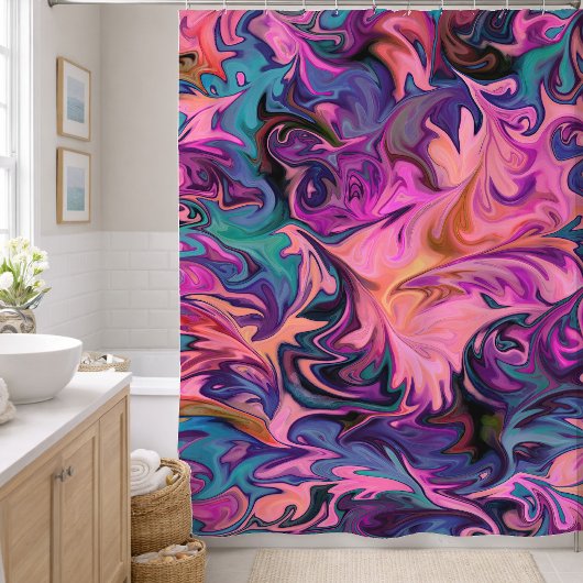Abstract roze paarse blauwe marmer ontwerp douchegordijn