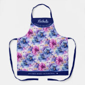 Abstract Roze Paarse bloemen  gepersonaliseerd Schort (Voorkant)