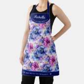 Abstract Roze Paarse bloemen  gepersonaliseerd Schort (Insitu)