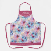 Abstract Roze Paarse bloemen  gepersonaliseerd Schort (Voorkant)