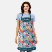 Abstract Roze Paarse bloemen gepersonaliseerd Schort (Gedragen)