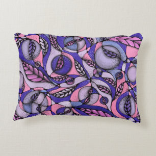 Abstract Roze Paarse Bloemrijke Doodlepatroon Lend Accent Kussen