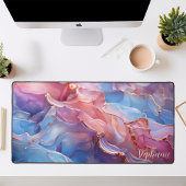 Abstract roze Paarse en gouden gepersonaliseerde Bureaumat