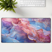 Abstract roze Paarse en gouden gepersonaliseerde Bureaumat