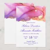 Abstract roze Paarse goudas Wash Weddenschap Kaart (Voorkant / Achterkant)