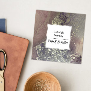 Abstract Roze Paarse Silver Liquid Art Mam Kaart Contactkaartje