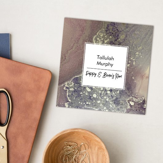 Abstract Roze Paarse Silver Liquid Art Mam Kaart Contactkaartje