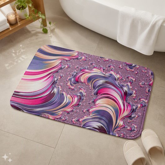 Abstract Roze Paarse Spiraal Fractal Badmat