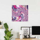 Abstract Roze Paarse Spiraal Fractal Poster (Thuiskantoor)