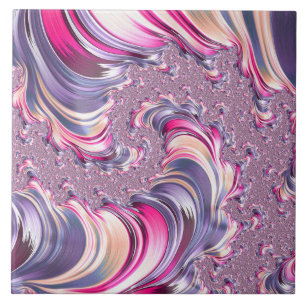 Abstract Roze Paarse Spiraal Fractal Tegeltje