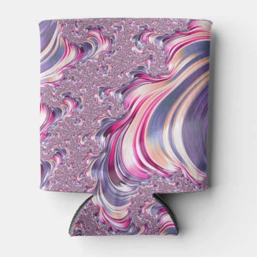 Abstract Roze Paarse Spiral Fractal Blikjeskoeler (Voorkant)