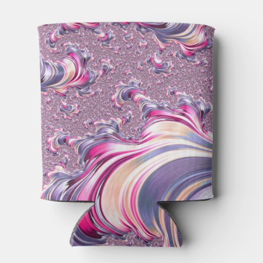 Abstract Roze Paarse Spiral Fractal Blikjeskoeler (Achterkant)