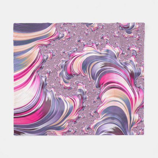 Abstract Roze Paarse Spiral Fractal Fleece Deken (Voorkant (Horizontaal))