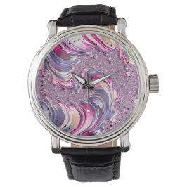 Abstract Roze Paarse Spiral Fractal Horloge