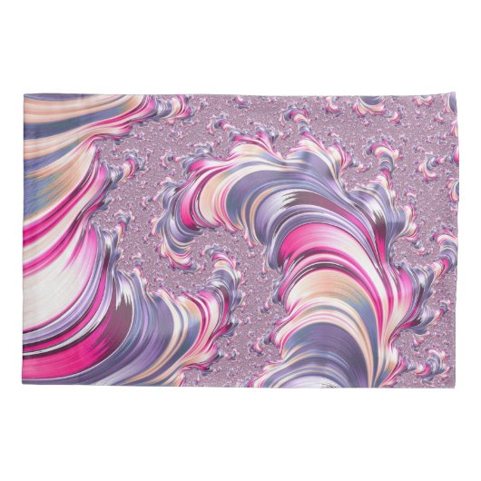 Abstract Roze Paarse Spiral Fractal Kussensloop (Achterkant)