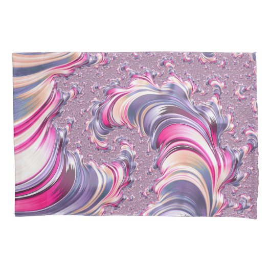 Abstract Roze Paarse Spiral Fractal Kussensloop (Voorkant)