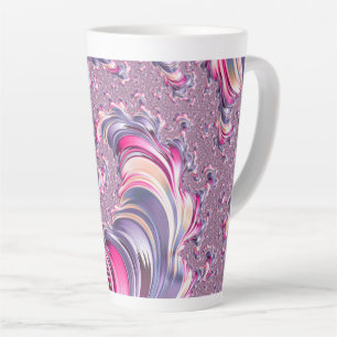 Abstract Roze Paarse Spiral Fractal Latte Mok