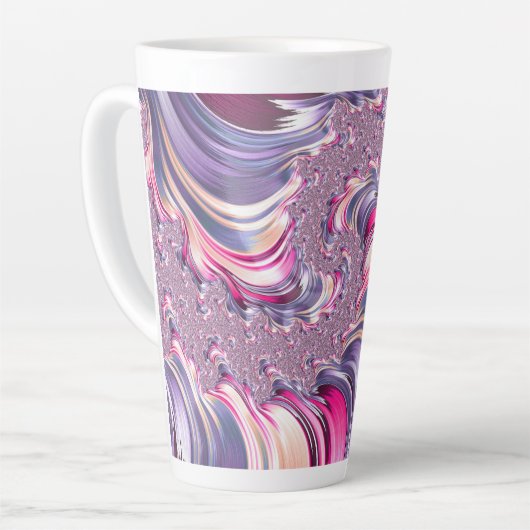 Abstract Roze Paarse Spiral Fractal Latte Mok (Linkerhoek)