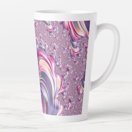 Abstract Roze Paarse Spiral Fractal Latte Mok (Rechts)