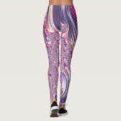 Abstract Roze Paarse Spiral Fractal Leggings (Achterkant)