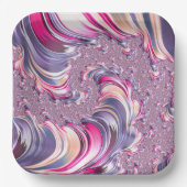 Abstract Roze Paarse Spiral Fractal Papieren Bordje (Voorkant)