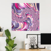 Abstract Roze Paarse Spiral Fractal Poster (Thuiskantoor)