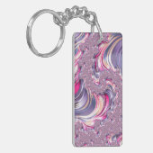 Abstract Roze Paarse Spiral Fractal Sleutelhanger (Voorkant Links)