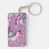Abstract Roze Paarse Spiral Fractal Sleutelhanger (achterkant)