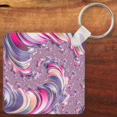 Abstract Roze Paarse Spiral Fractal Sleutelhanger (Achterkant)
