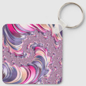 Abstract Roze Paarse Spiral Fractal Sleutelhanger (Achterkant)