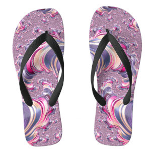 Abstract Roze Paarse Spiral Fractal Teenslippers