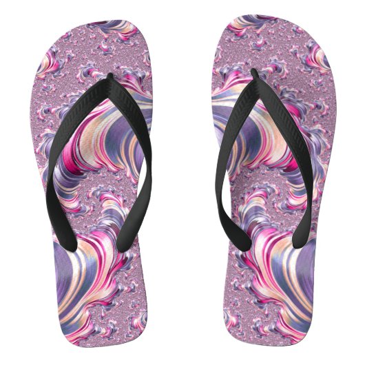 Abstract Roze Paarse Spiral Fractal Teenslippers (Voetbed)