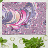 Abstract Roze Paarse Spiral Fractal Theedoek (Gevouwen)