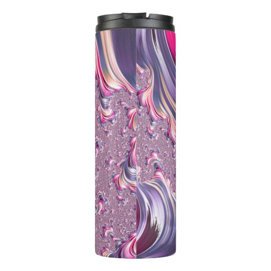 Abstract Roze Paarse Spiral Fractal Thermosbeker (Achterkant)
