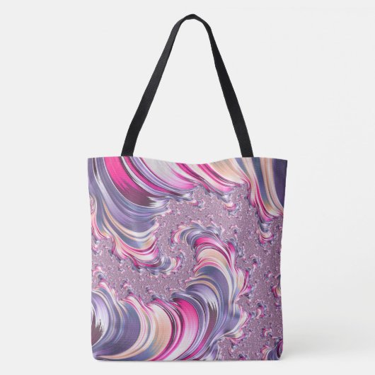 Abstract Roze Paarse Spiral Fractal Tote Bag (Achterkant)