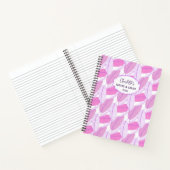 Abstract roze paarse tropische palmblad monogram notitieboek (Binnen)