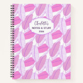 Abstract roze paarse tropische palmblad monogram notitieboek (Voorkant)