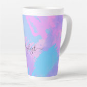Abstract roze Paarse Turquoise Latte Mok (Rechterhoek)
