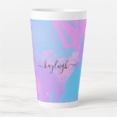 Abstract roze Paarse Turquoise Latte Mok (Voorkant)