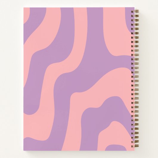 Abstract Roze Paarse Wavy Lines School Onderwerp Notitieboek (Achterkant)