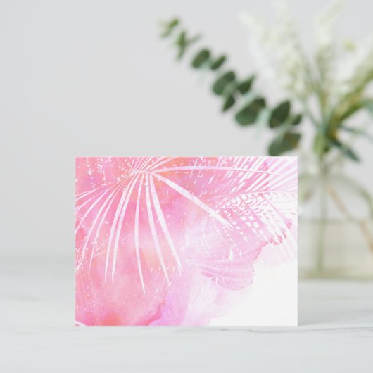 Abstract roze palmvormig ontwerp briefkaart (Staand voorkant)