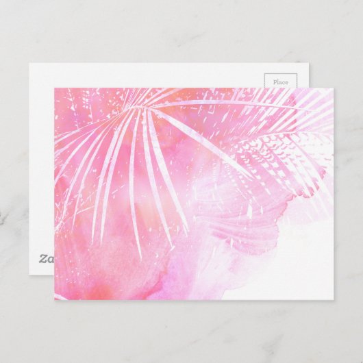 Abstract roze palmvormig ontwerp briefkaart (Voorkant / Achterkant)