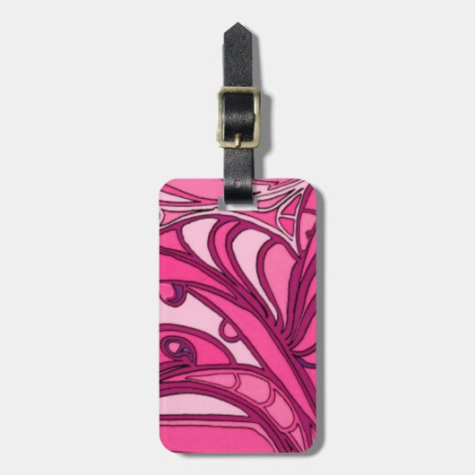 Abstract roze paneelschildering bagagelabel (Voorkant verticaal)