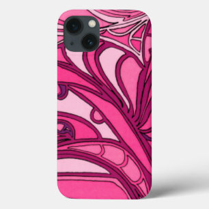 Abstract roze paneelschildering iPhone 13 hoesje