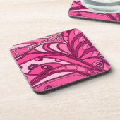 Abstract roze paneelschildering drankjes onderzetter (Linkerzijde)