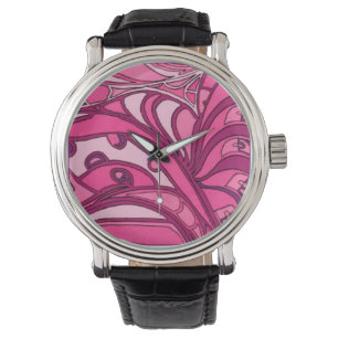 Abstract roze paneelschildering horloge