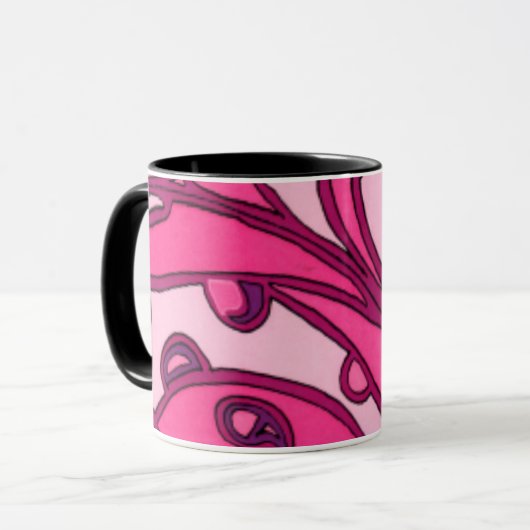 Abstract roze paneelschildering mok (Voorkant links)